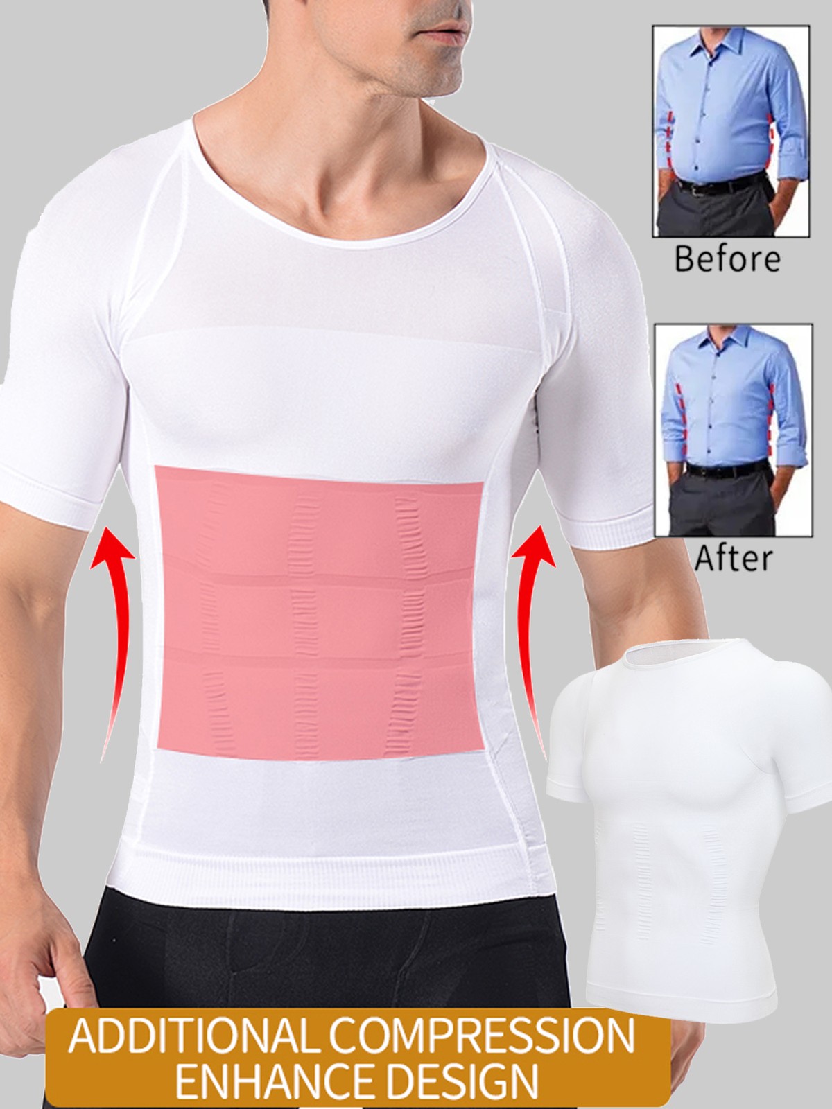 Mens Compression Shirt Posture Corrector Slimming Body Shaper Workout Vest Abs