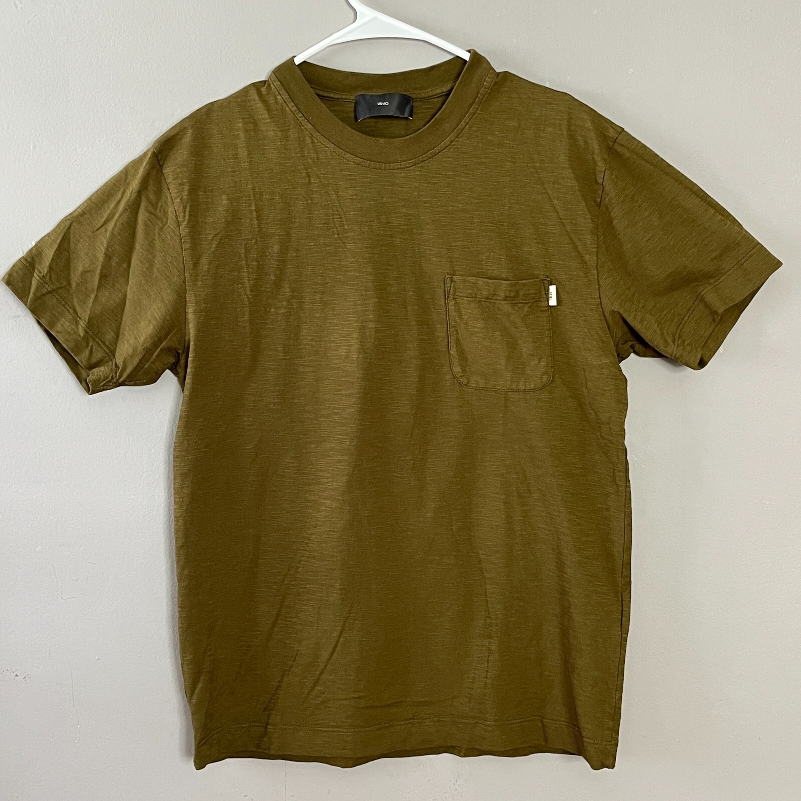 Liu Jo Uomo FlamePocket T-Shirt Mens S Olive Green Cotton Made in Italy Preppy
