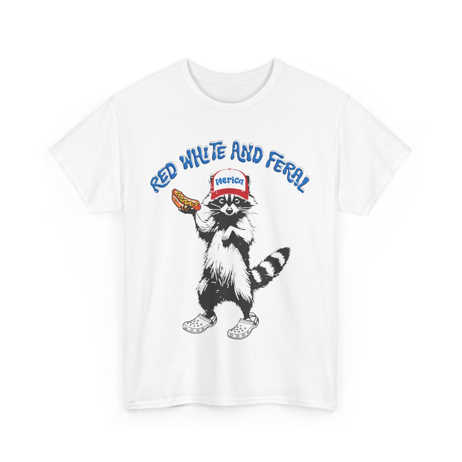 Funny Raccoon 4th Of July Patriotic Cute Red White And Feral Unisex T-Shirt