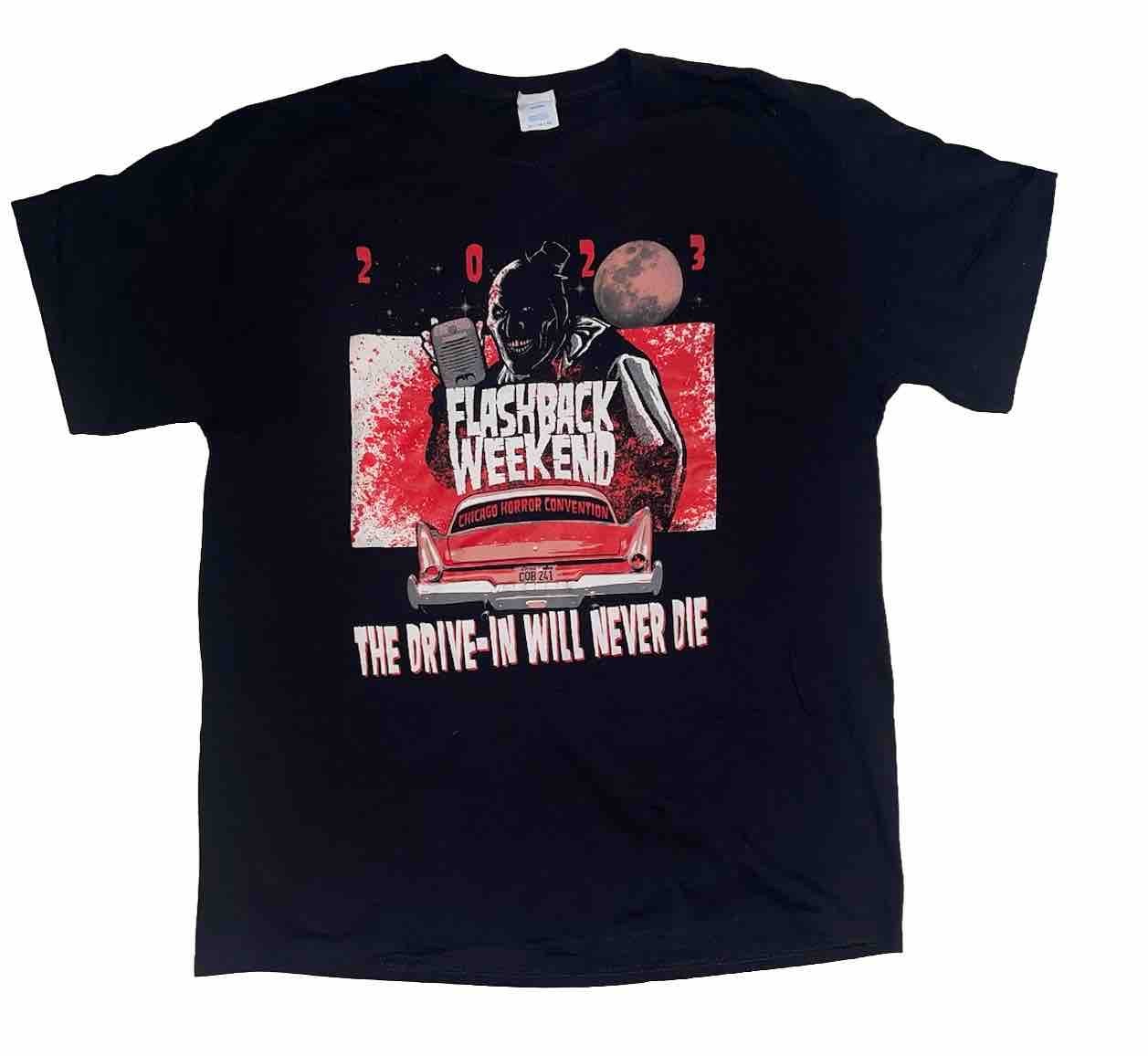 Flashback Weekend 2023 Black Chicago Horror Convention T Shirt Sz XL Terrorizer