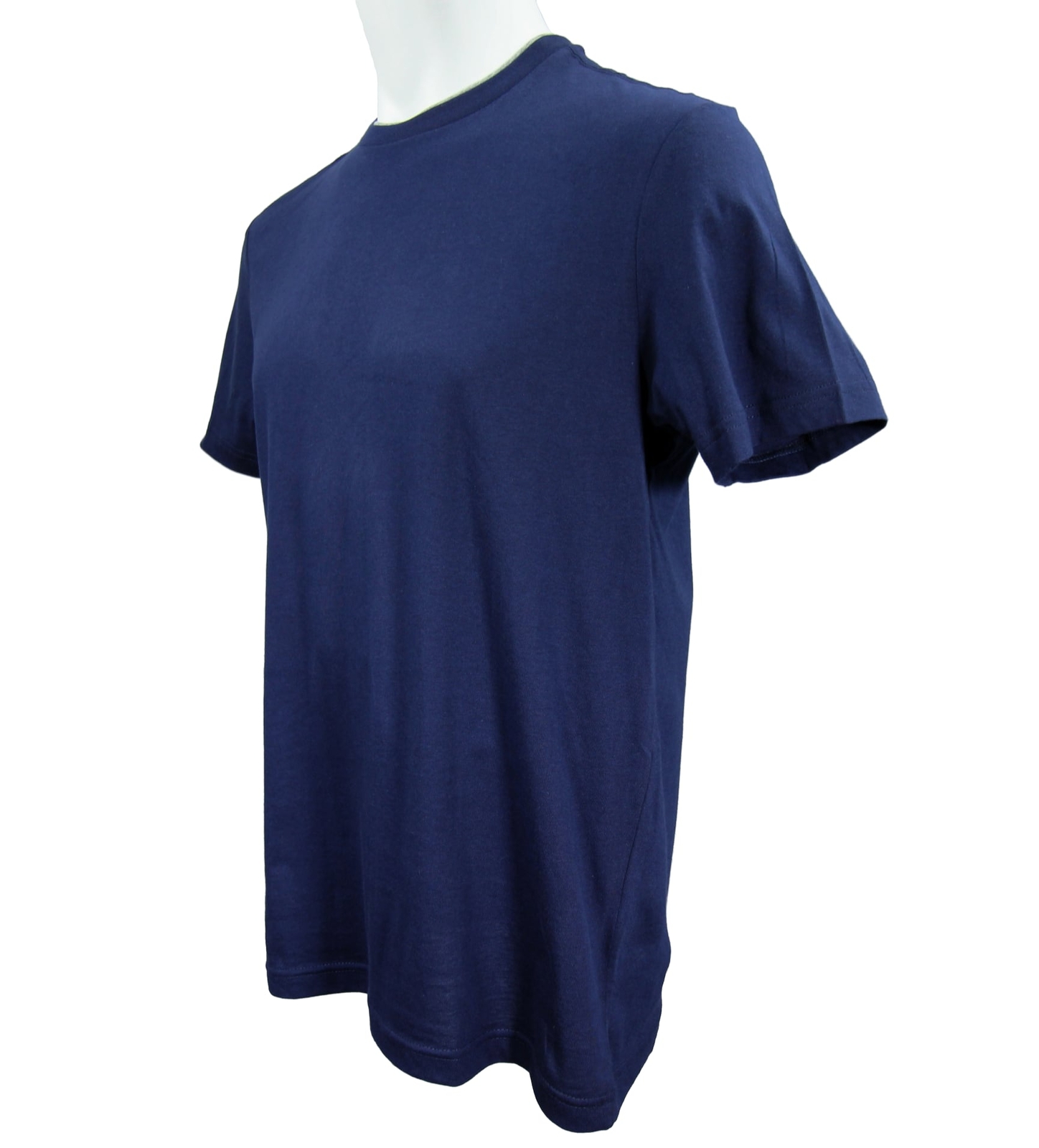 Men’s Navy Blue Club Room 100% Cotton Gray Collar Trim T-Shirt, Size XL