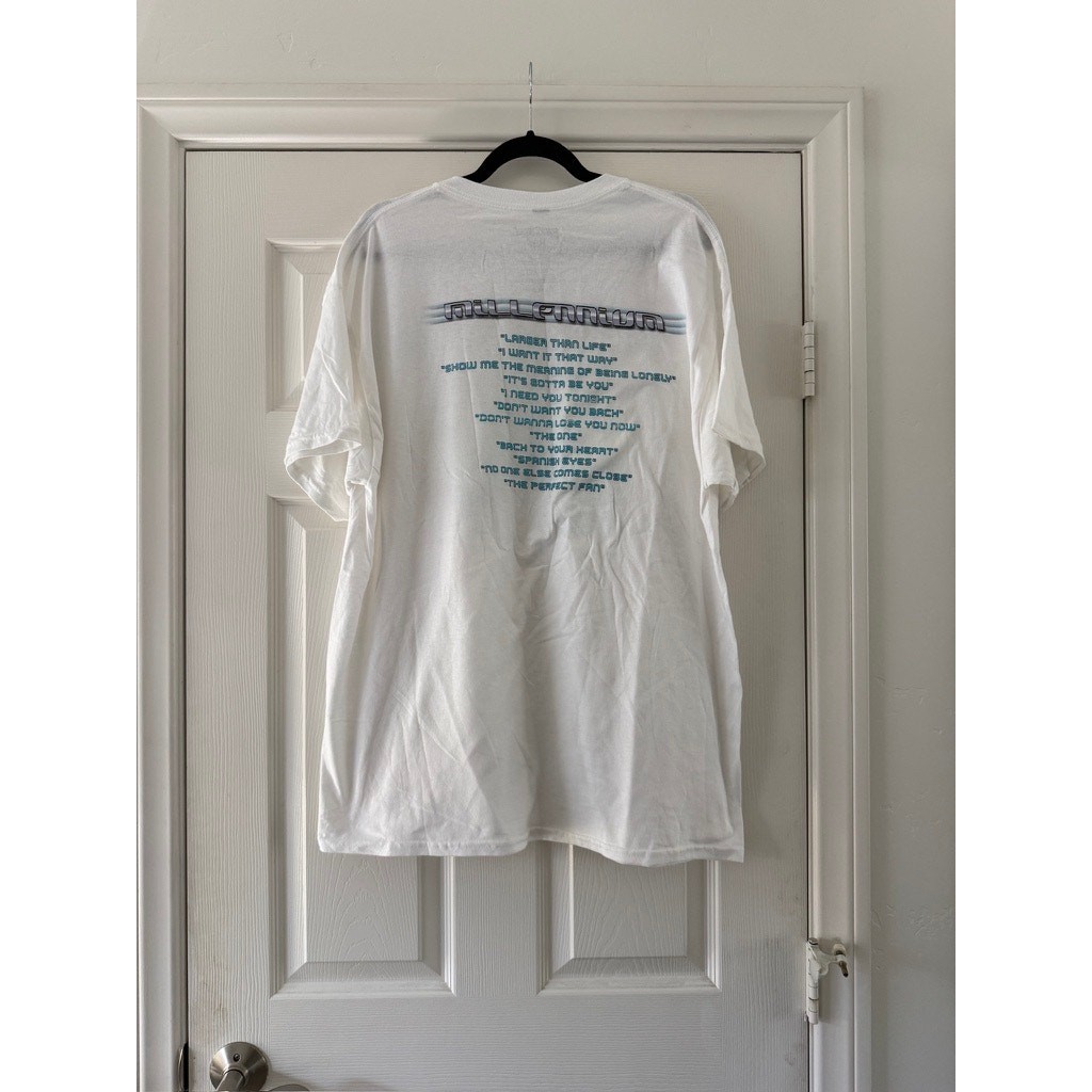 back street boys millennium throwback tour white band tee unisex size large / xl