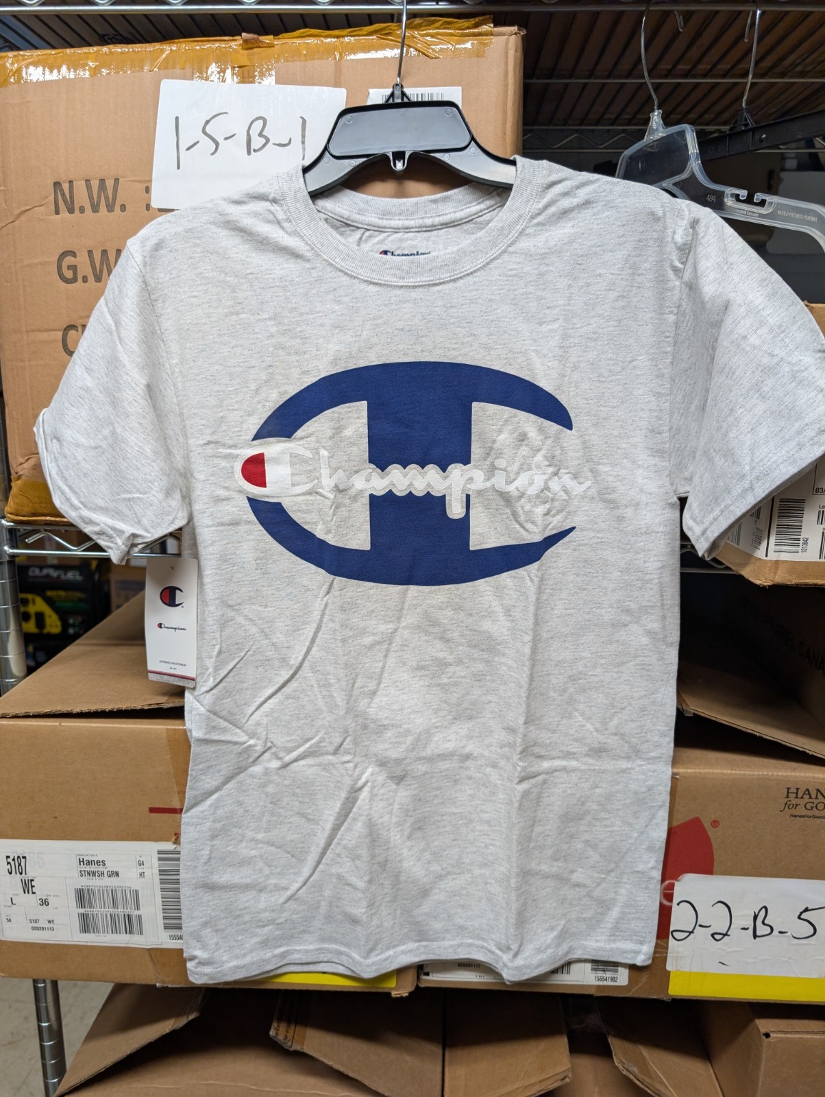 Champion T425 Men’s Athletic Champion Logo Tee Shirt T-shirt Ash Gray Small