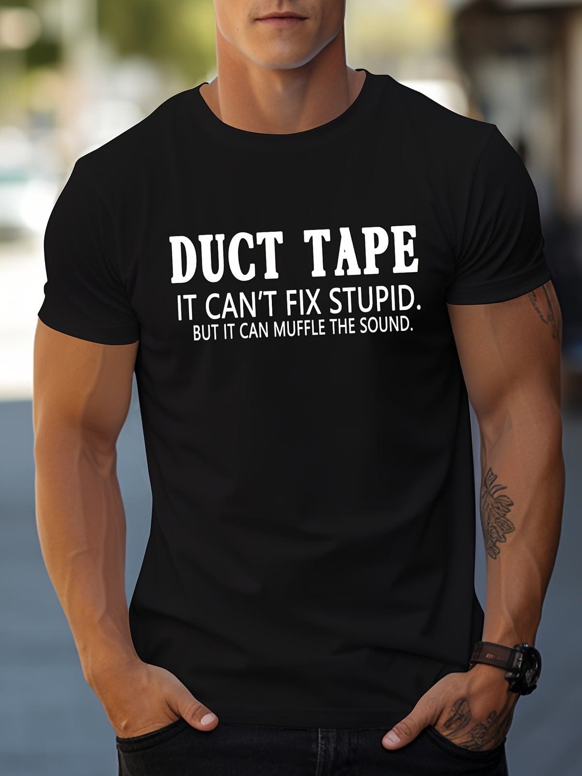 Men’s Regular Shoulder Slim Fit T-Shirt with English Pattern Print