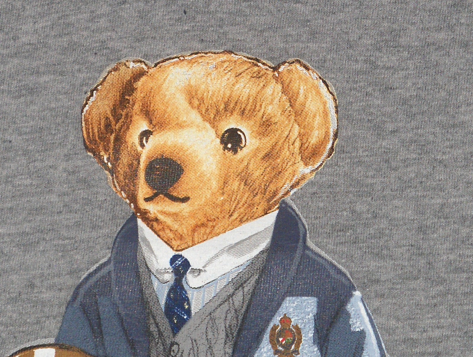 POLO RALPH LAUREN Mens BIG & TALL Football Bear Hoodie T-Shirt Tee, HEATHER GRAY