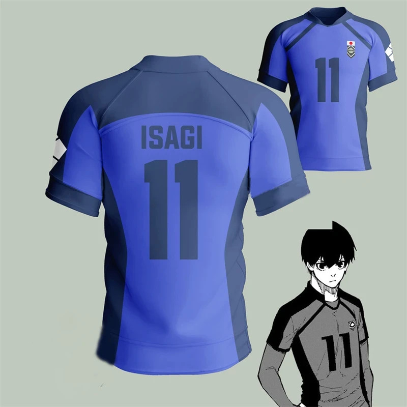 Blue Lock Anime Jersey T-Shirt Team Eleven Cosplay Football Sportswear