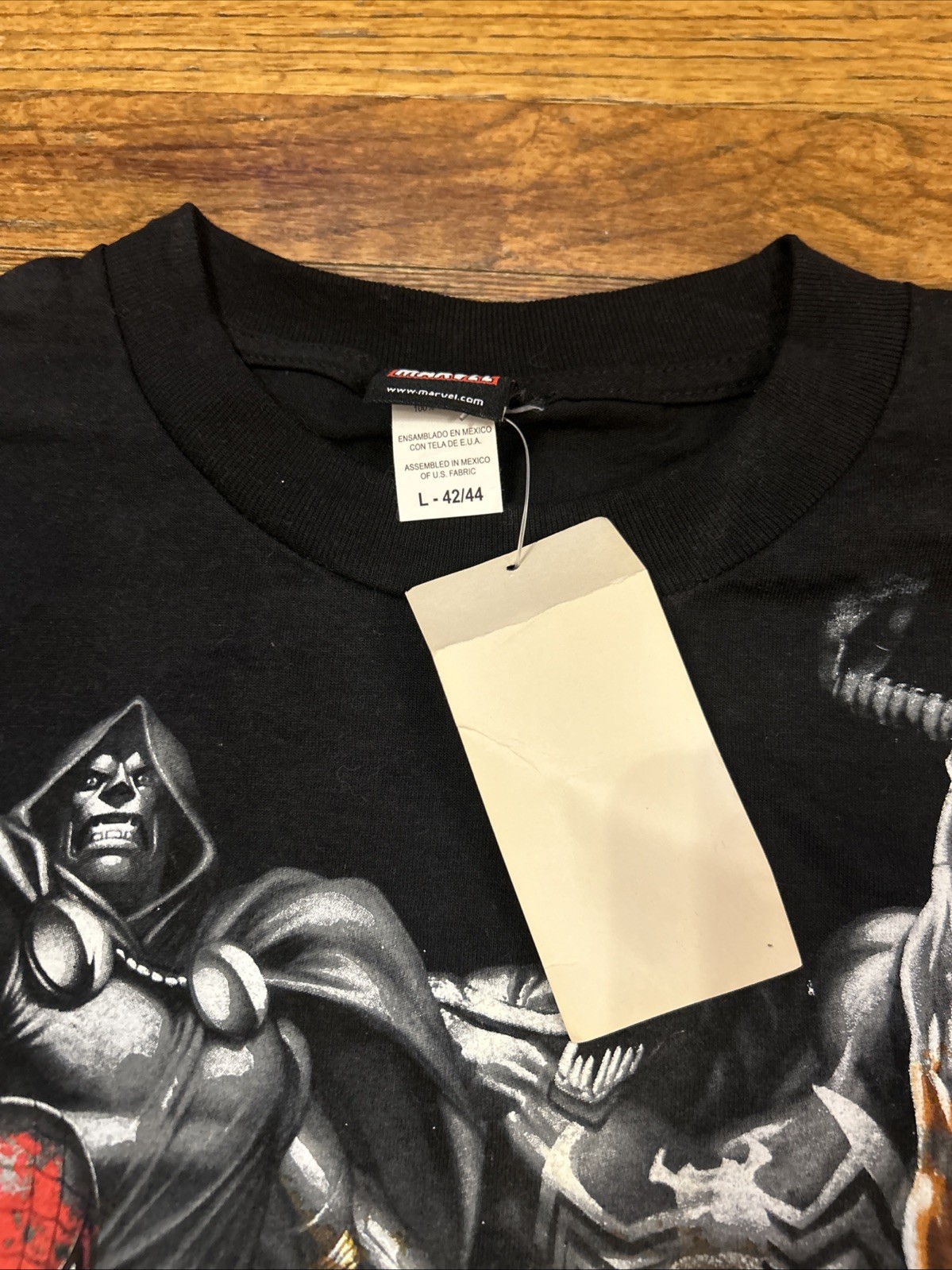 NWT Vtg Marvel 2007 Mad Engine Mens Largw Civil War All Over Print Black Tshirt