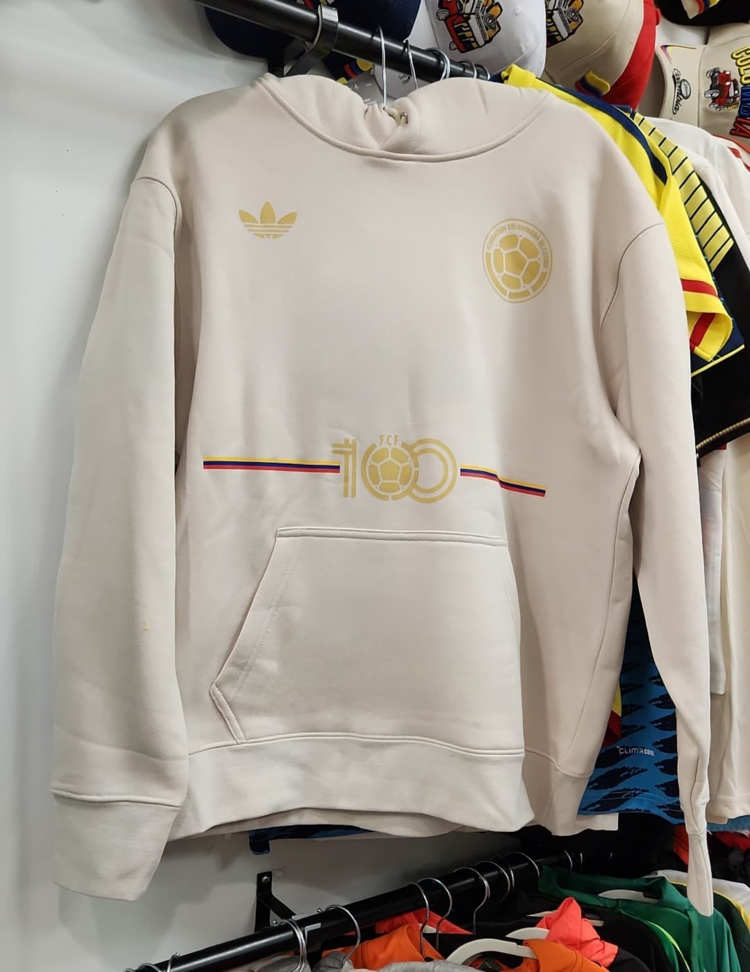 Buzo Colombia Centenario Beige, Soccer Hoodie Colombia 100 Años
