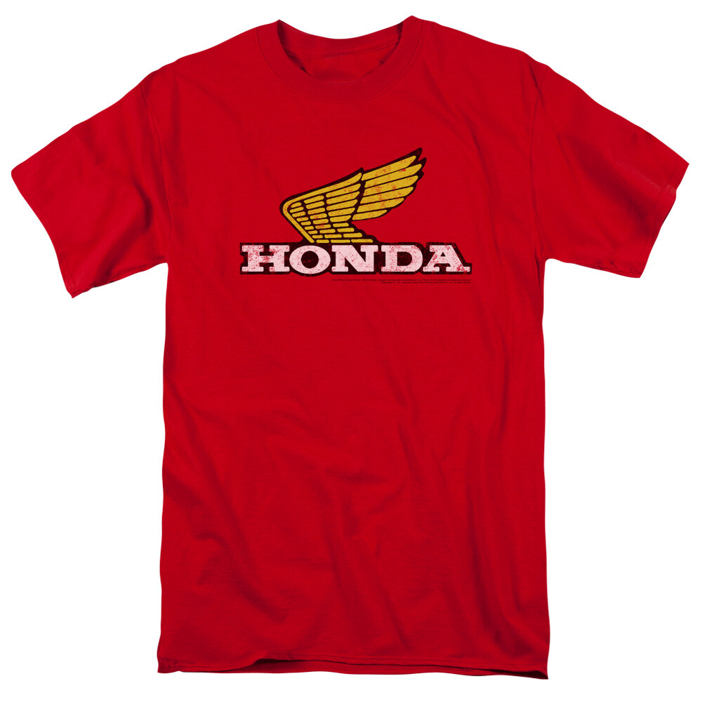 Honda Vintage Distressed Yellow Wing Logo Licensed Adult T-Shirt
