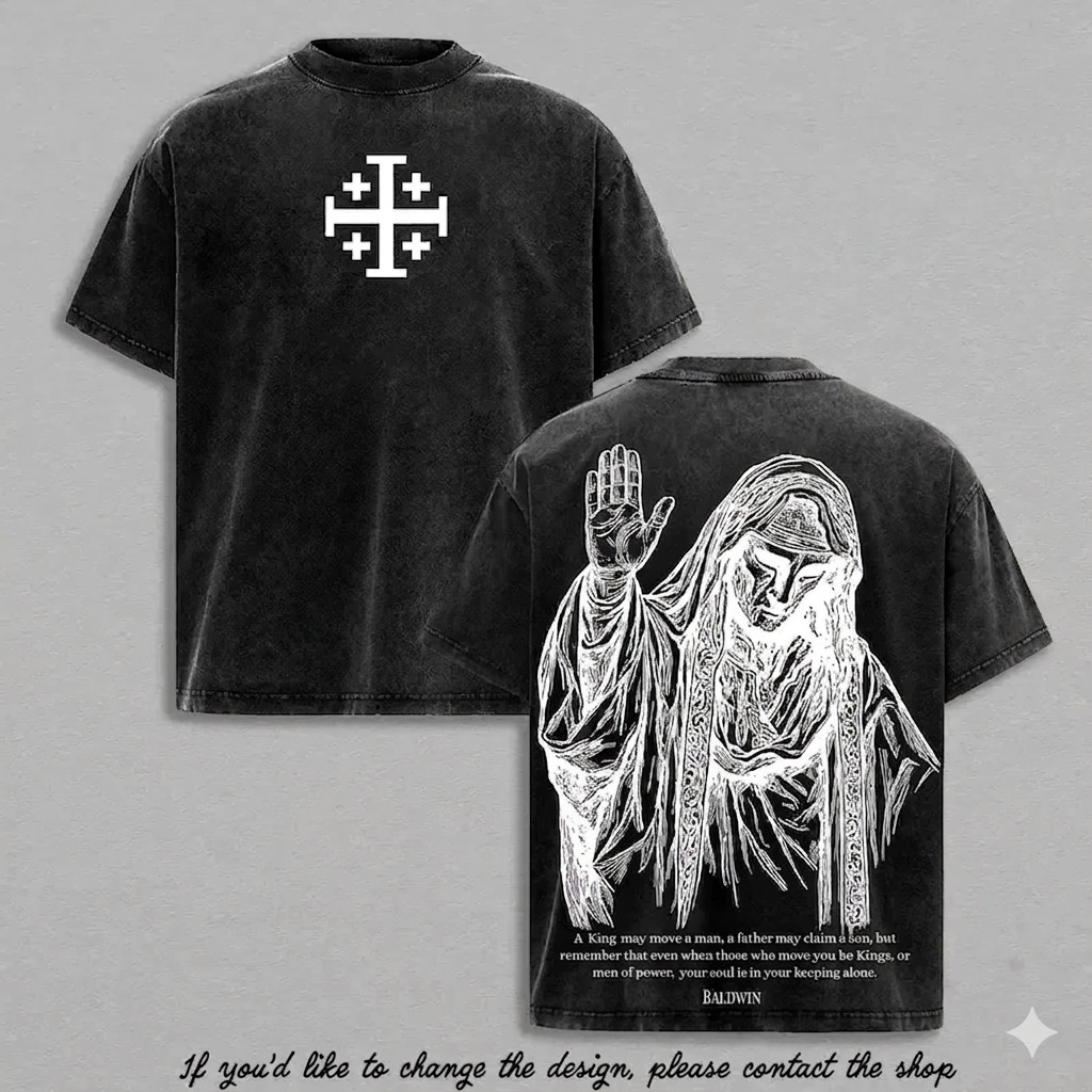 Baldwin IV Leper King T Shirt Crusader Jerusalem Cross Vintage Faith Tee