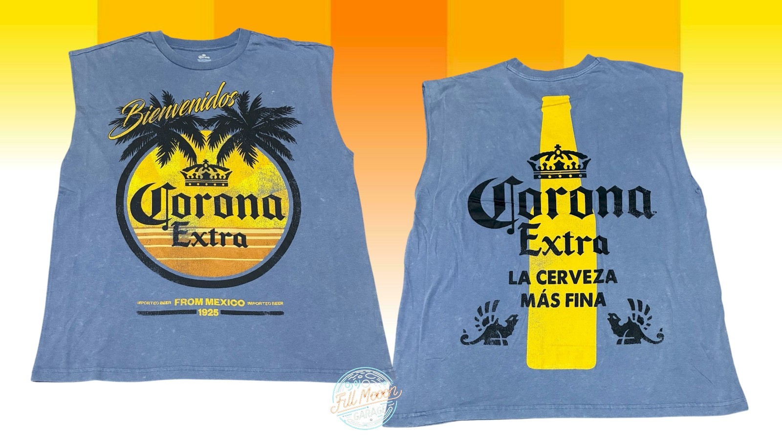 New Corona Extra Beer 2 Sided Palm Tree Beach Classic Logo Men’s Muscle T-Shirt