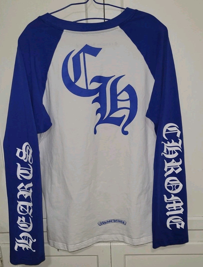 Chrome Hearts 💙 Royal Blue Raglan Sleeve, Front & Back Hits, Sz Med, Polished
