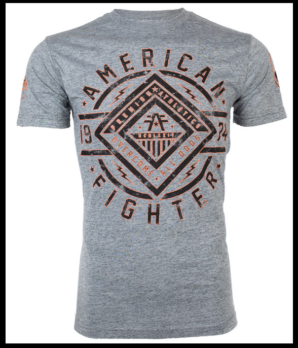 AMERICAN FIGHTER Heather Grey BIRCHWOOD Athletic Graphic T-shirt NWT