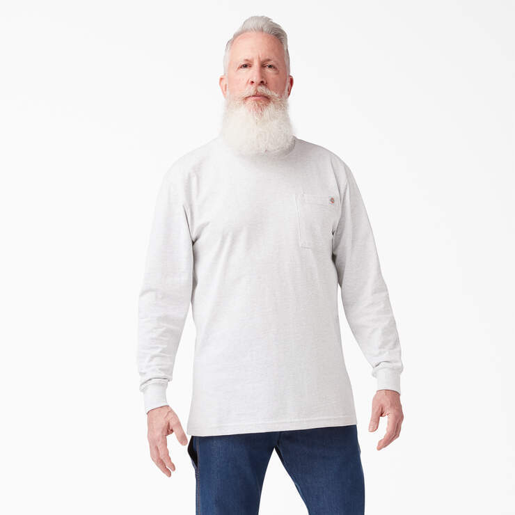 Dickies Long Sleeve Heavyweight Pocket Tee. Dickies Pocket T WL450, Ash Gray