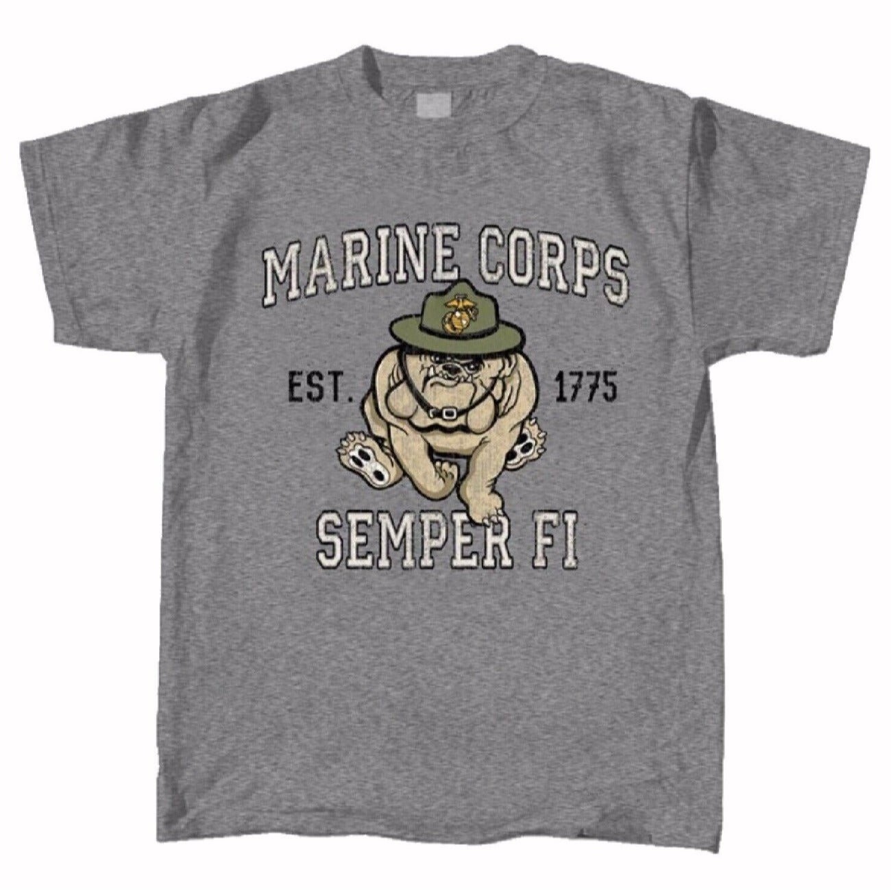 U.S. Marines USMC Retro Bulldog Mascot Short Sleeve T-Shirt NEW Fast Free Ship