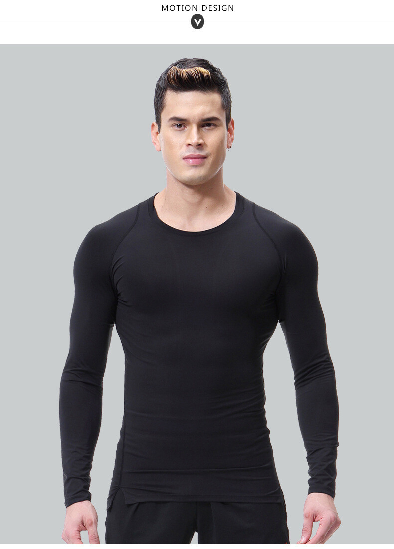 Men Compression Training Shirt Thermal Underwear Layer Workout Tops Long Sleeves