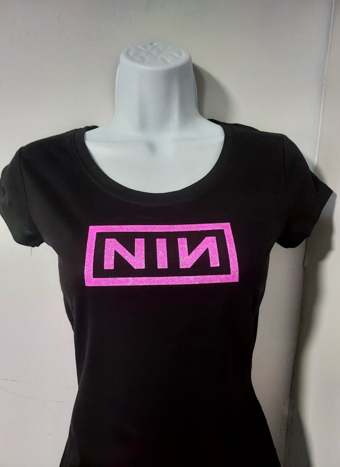Nine inch nails crop top nine inch nails Womens Fitted Shirt Peel It Back Pink