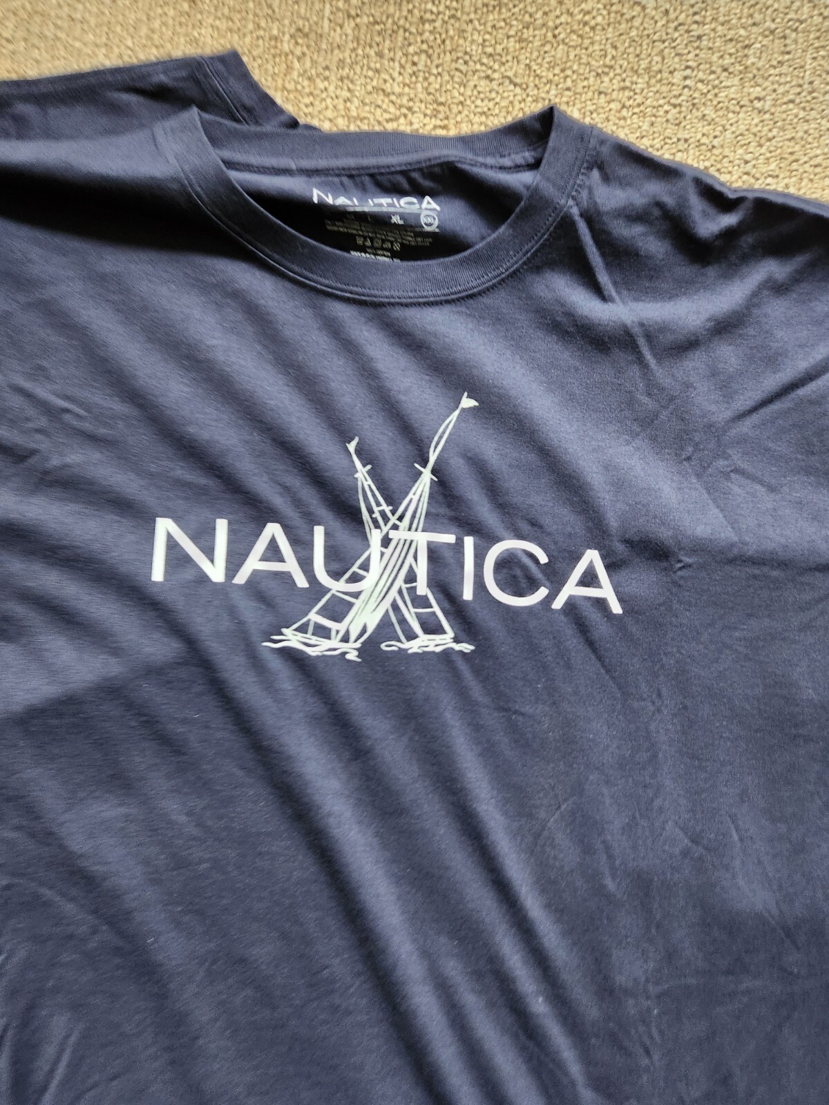 Lot Of 2 Nautica TShirts XXL Made In USA Navy Blue Red Logo Cotton Sport Boating