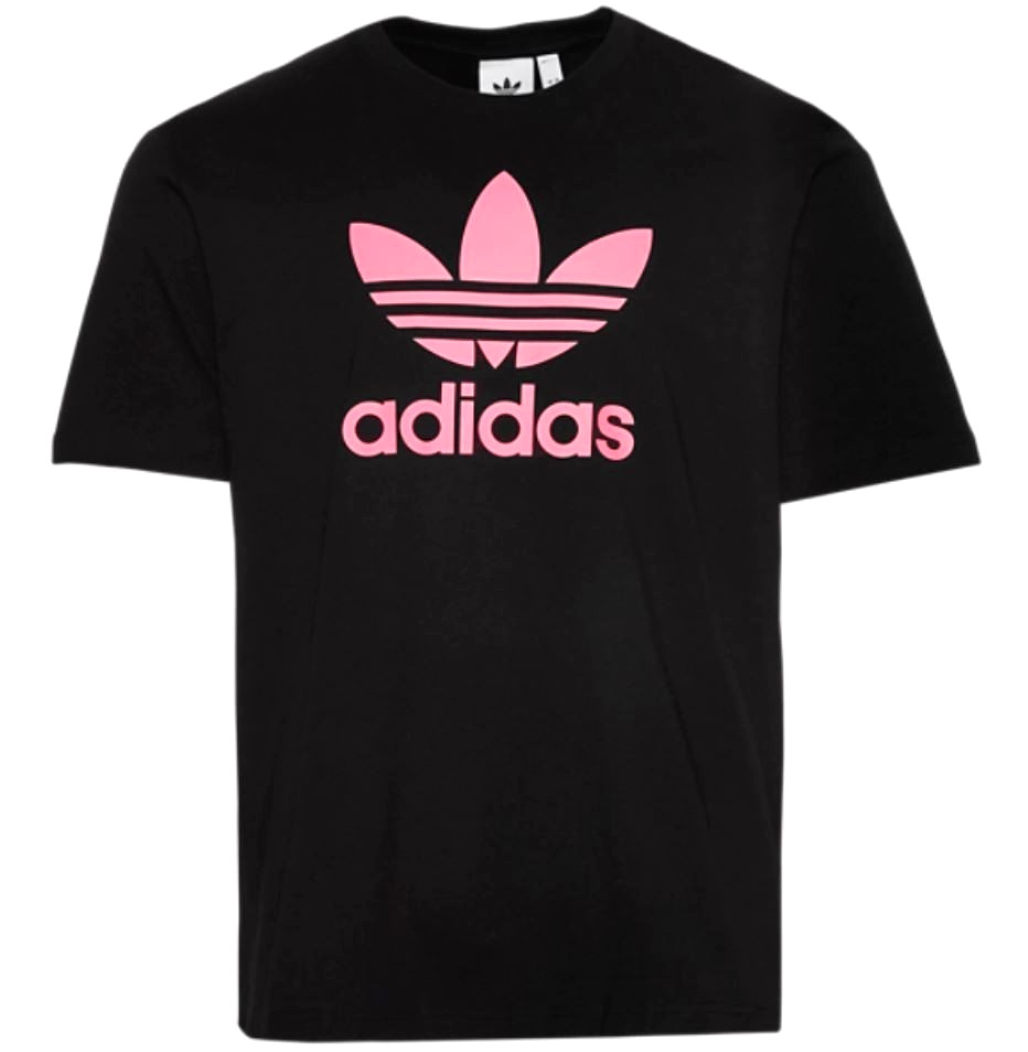 NEW MEN’S ADIDAS ORIGINALS TREFOIL TEE SHIRT ~SIZE MEDIUM #KR8883 BLACK / PINK