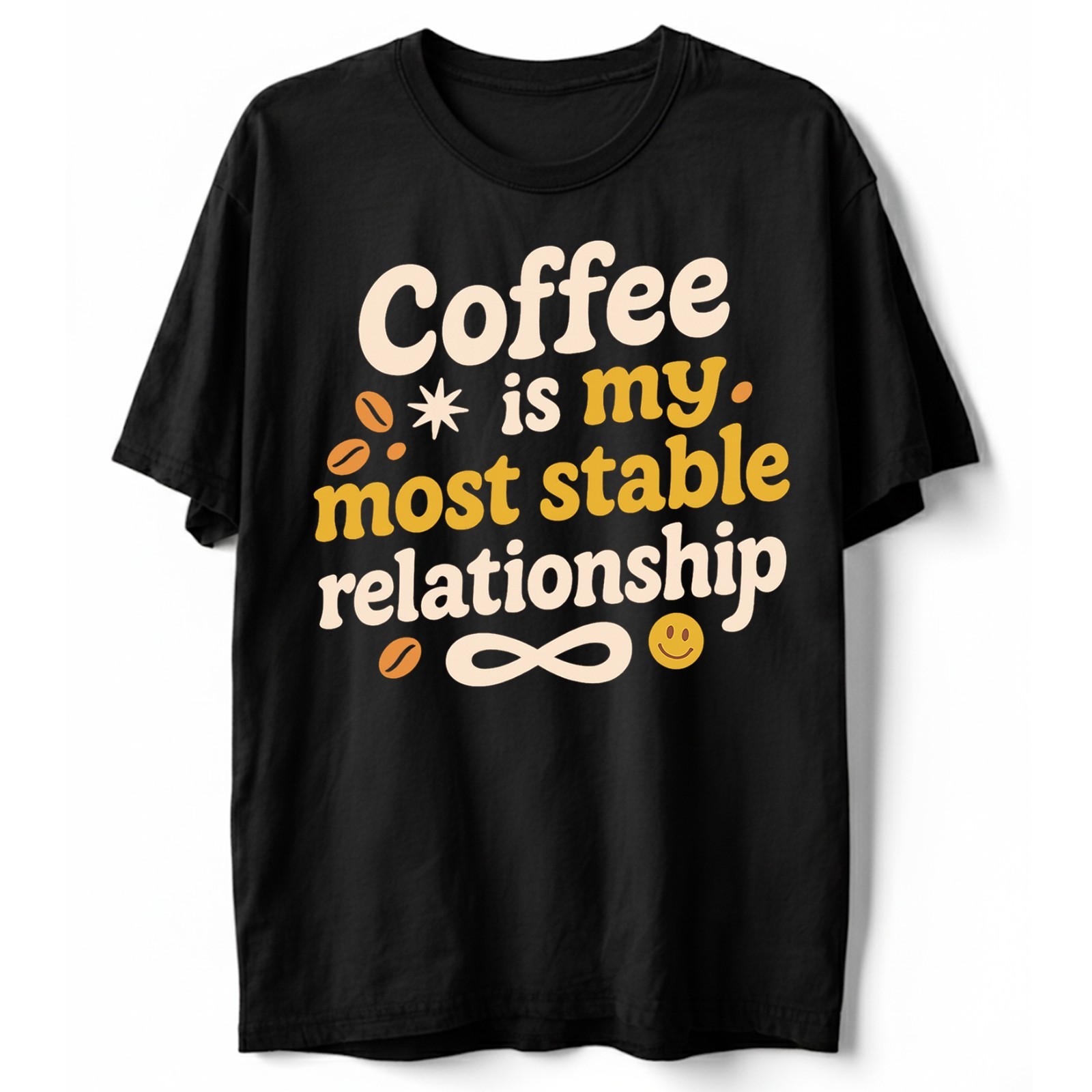Coffee Most Stable Relationship T-Shirt Funny Coffee Lover Humor Tee S-5XL