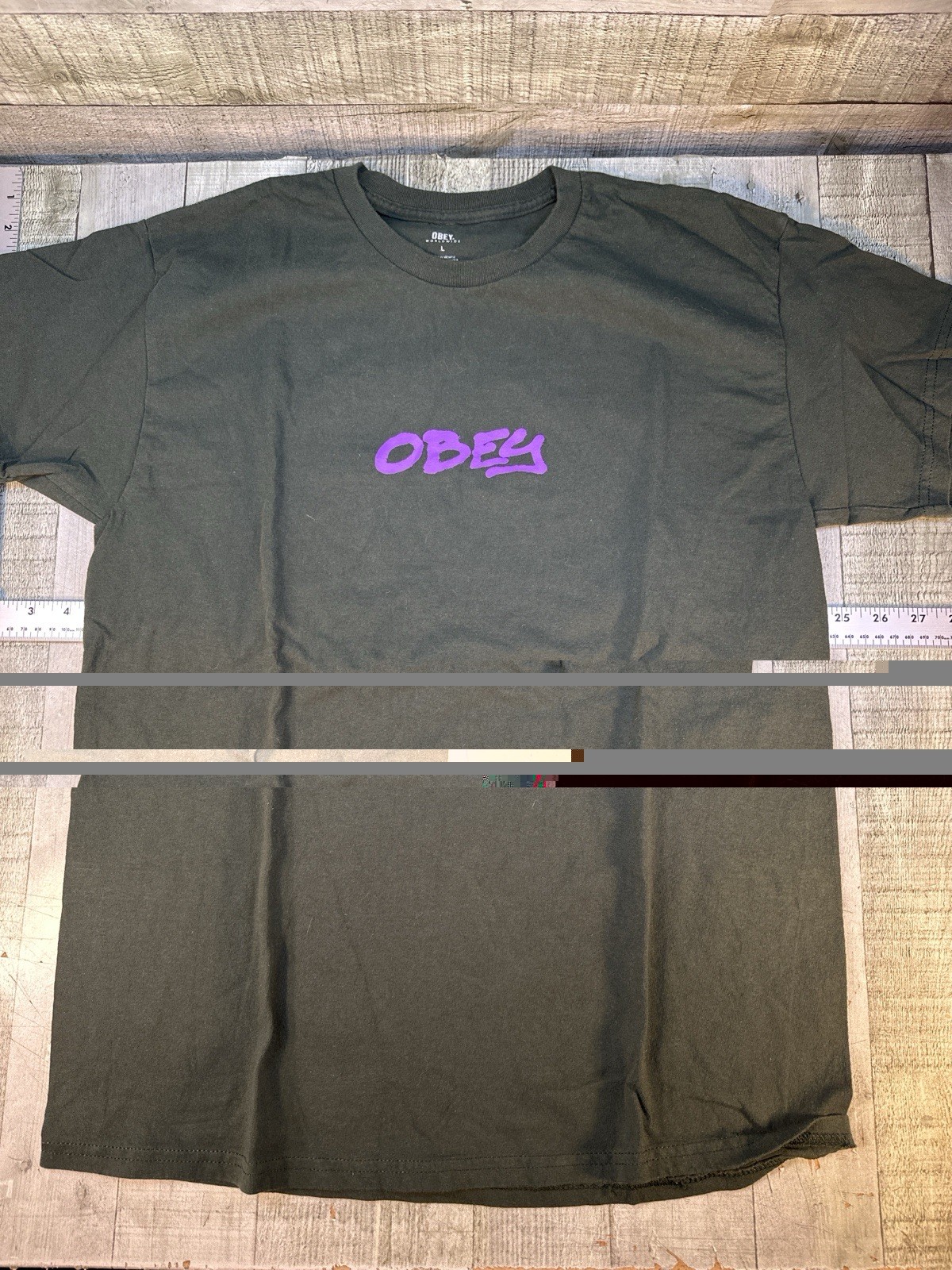 Obey Worldwide Graphic T Shirt Green Purple Logo Streetwear Large