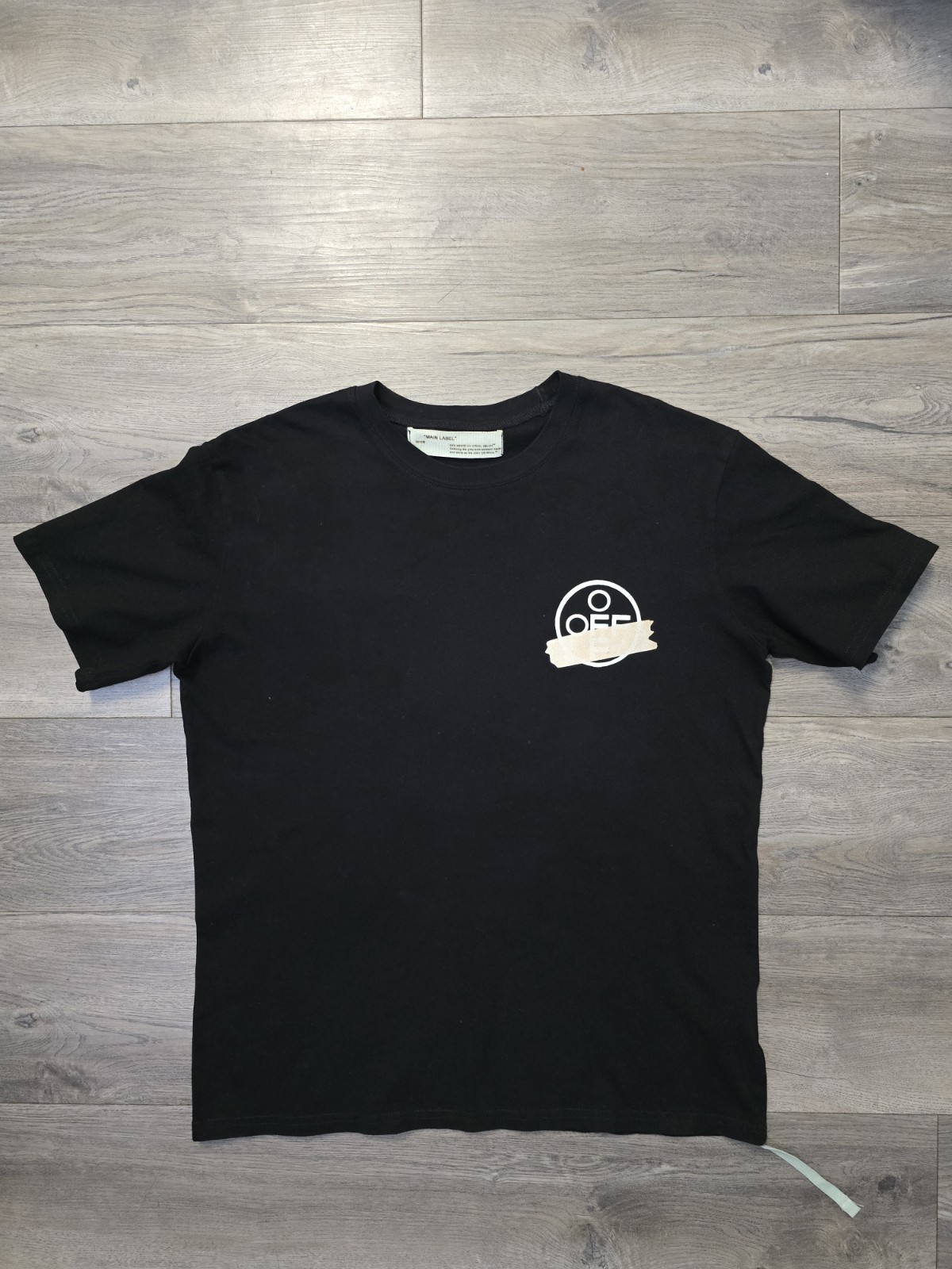 Virgil Abloh Off-White Tape Arrows T-Shirt Black/Beige, Size M, 100% Cotton