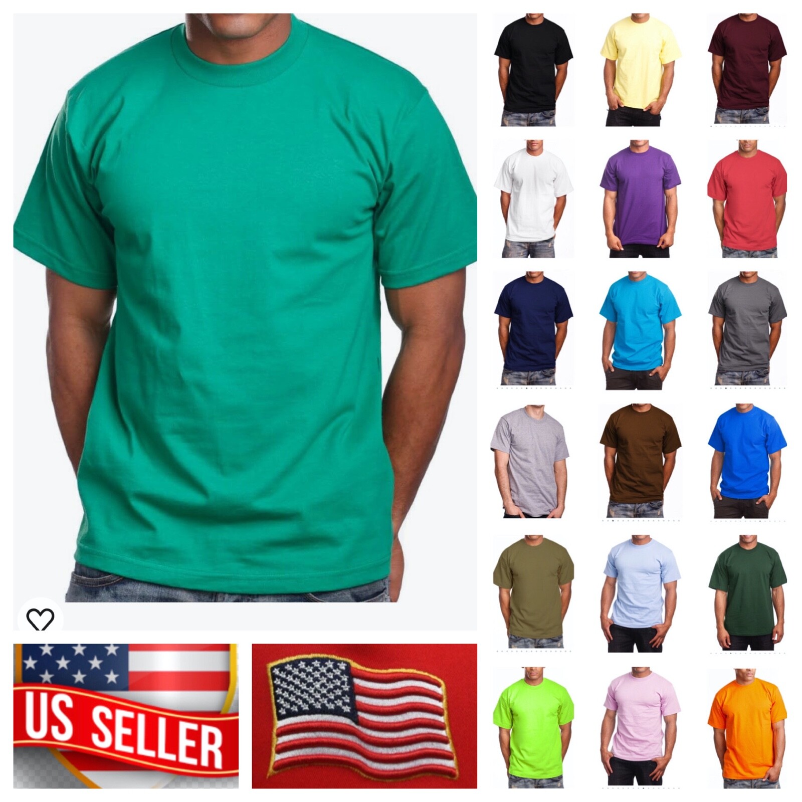 Men T-Shirt Lot MAX HEAVY WEIGHT Crew Neck S-7X LT-5XLT Big Tall Plain Tee
