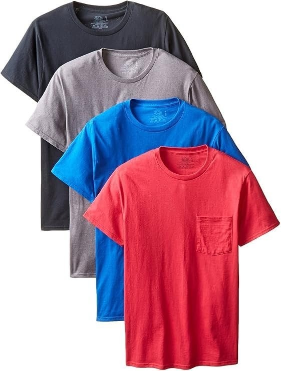 Mens 8-Pack Assorted Pocket Crew T Shirts by Fruit of the Loom Comfortable…