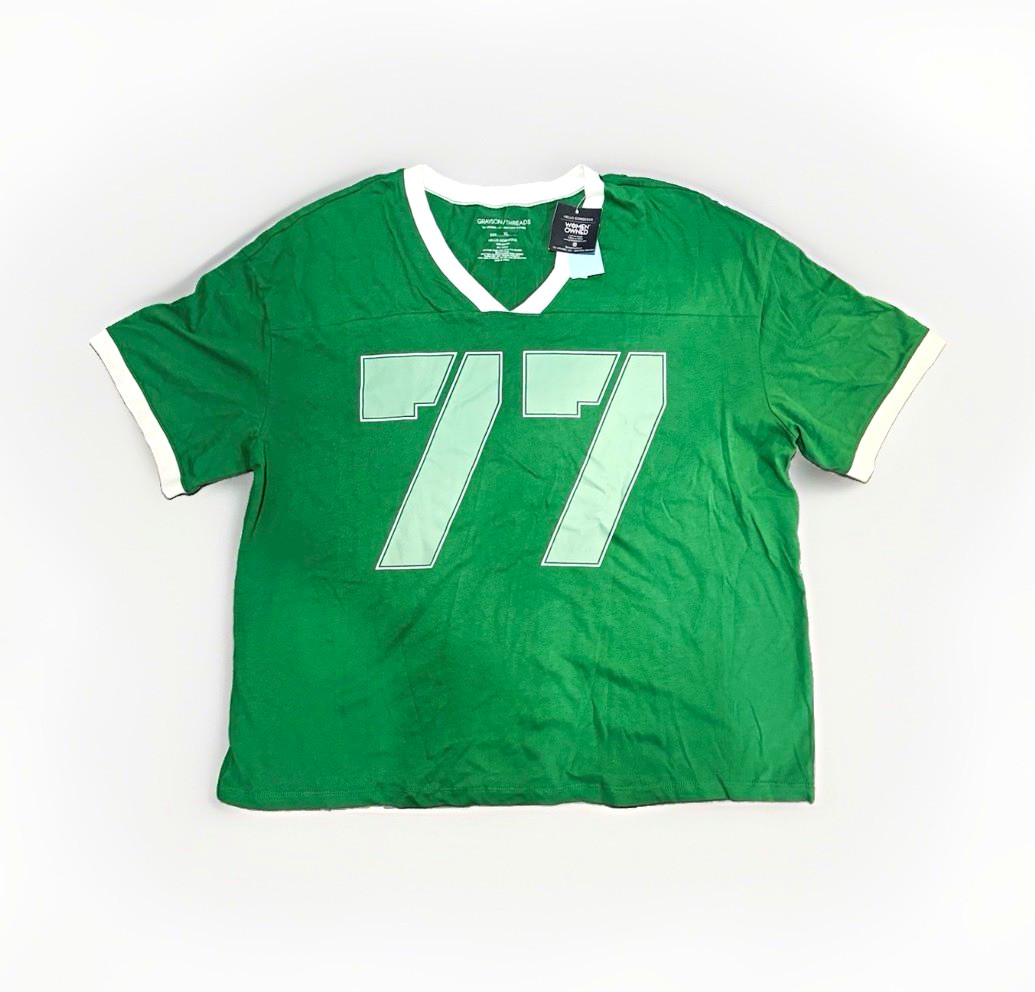 Lucky Brand Men’s Green/White Ringer V-Neck Graphic Jersey T-Shirt Size xl
