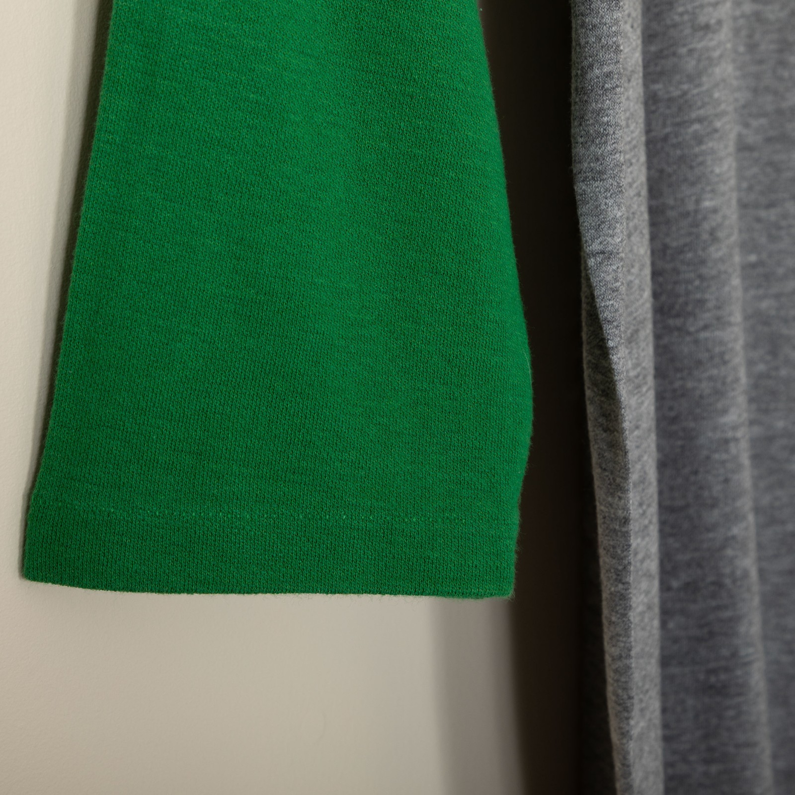 Vintage 70s 80s Blank Raglan Baseball T-Shirt Tri-Blend Single Stitch Green L