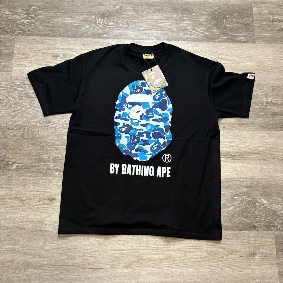 A Bathing Ape Ape Head Graphic Logo Tee Men’s Black Cotton Jersey Crew M *desc*