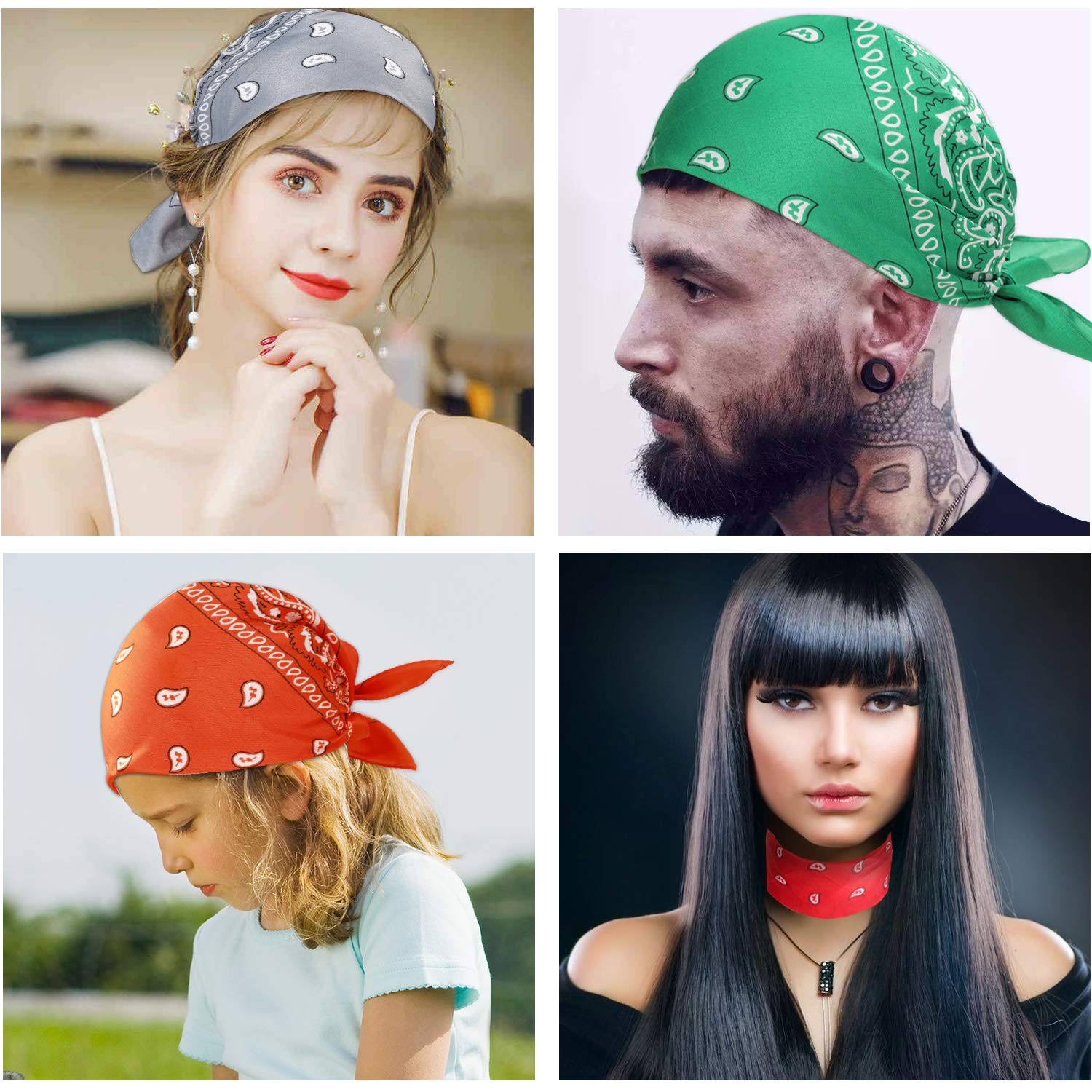 CECIAOAIME 16 Pcs Bandanas Multi-Purpose Bandanas Paisley Cowboy Polyester He…