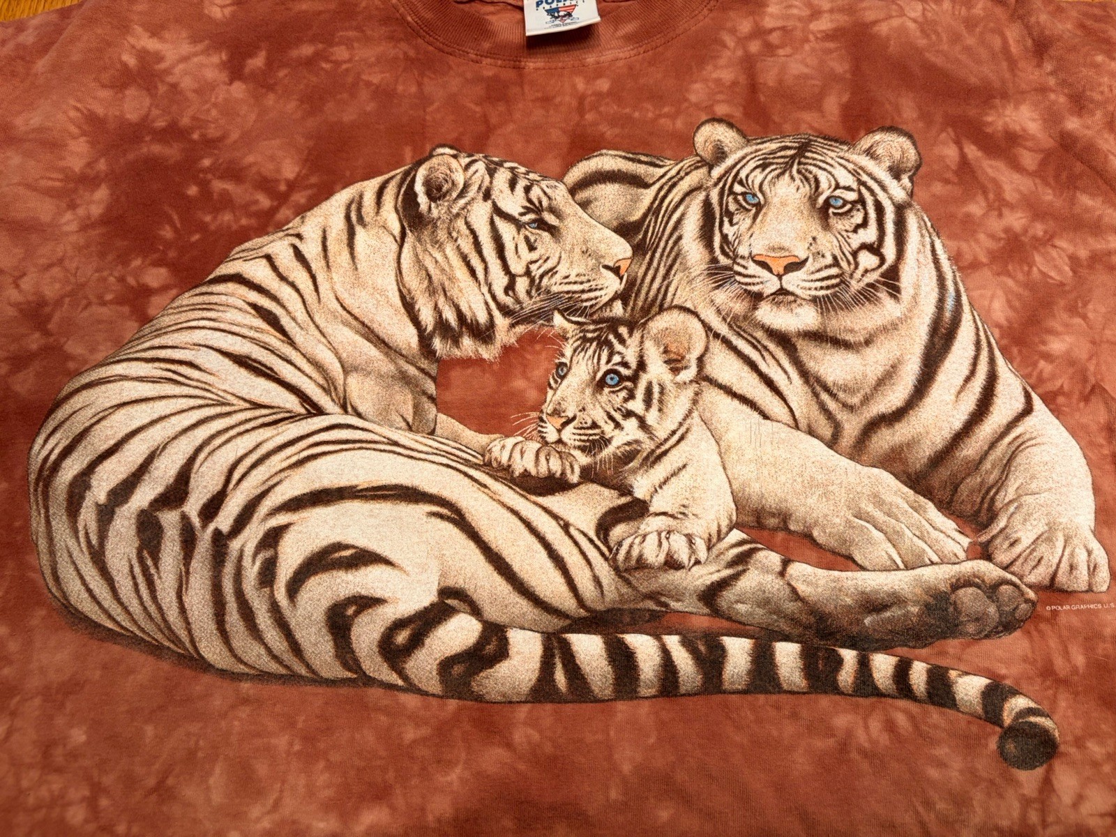 VTG White Tiger Blue Eye Polar Graphics USA Shirt Mens XXL Wildlife Nature 90’s