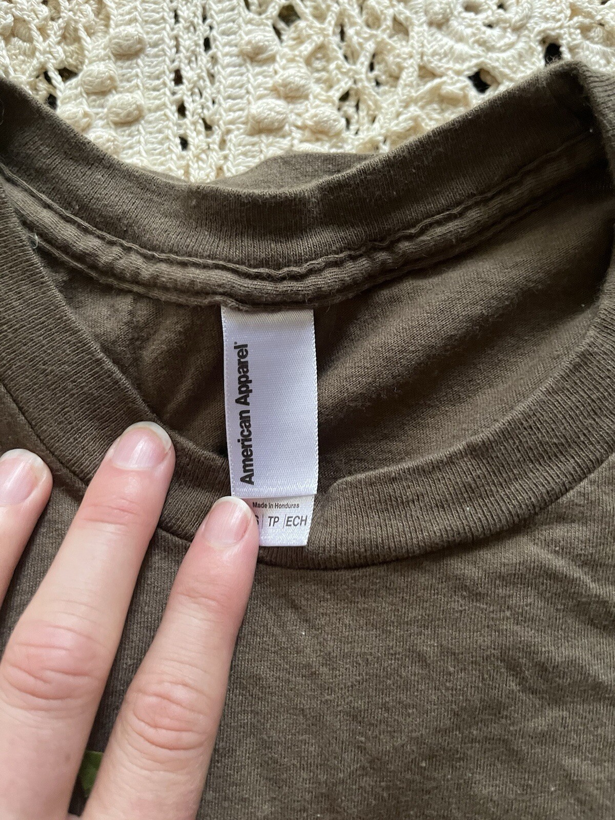 American Apparel Basic Brown T Shirt Scoop Neck Size XS