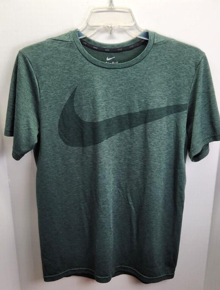 Nike Dri Fit Breathe Tee Shirt Mens Medium Green Swoosh Graphic Gym Training