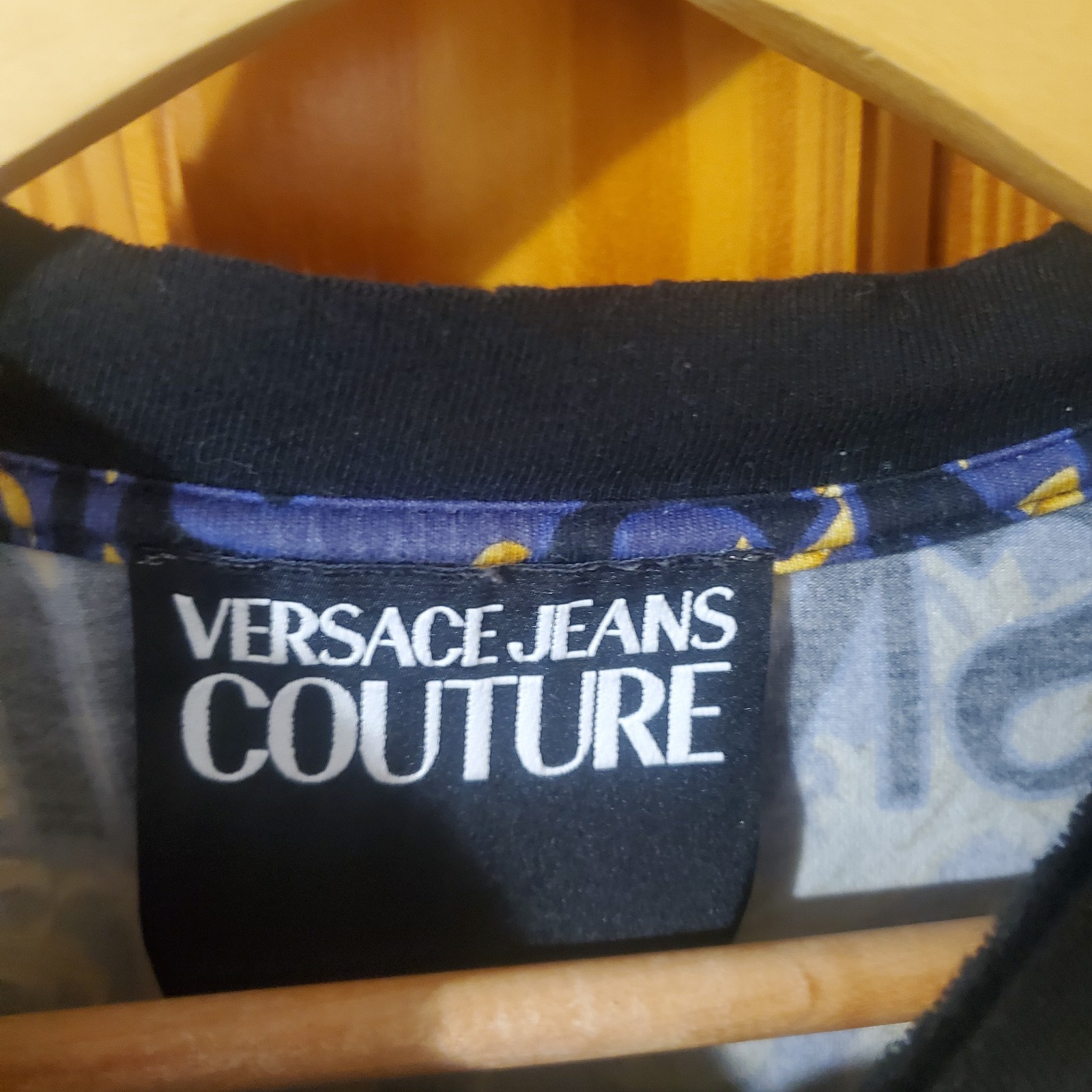 VERSACE JEANS COUTURE T-shirt Mens Baroque Logo All-Over Short Sleeve Size S