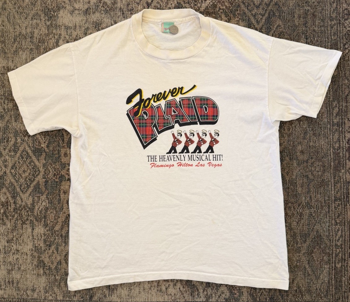 VTG Flamingo Hilton Las Vegas Forever Plaid Broadway Musical T Shirt XL 90s USA