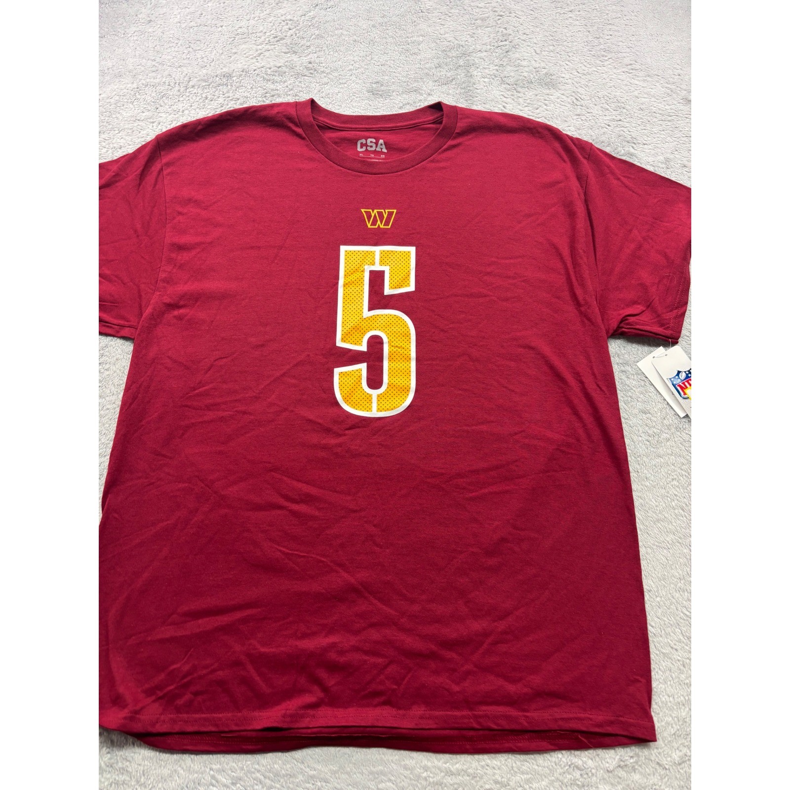 NWT Jayden Daniels Washington Commanders NFL T-Shirt Mens XL Burgundy Number 5