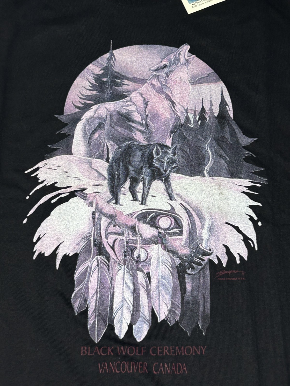 NWT Vintage 90’s Jody Bergsma Polar Graphics Native Wolf Nature Shirt L
