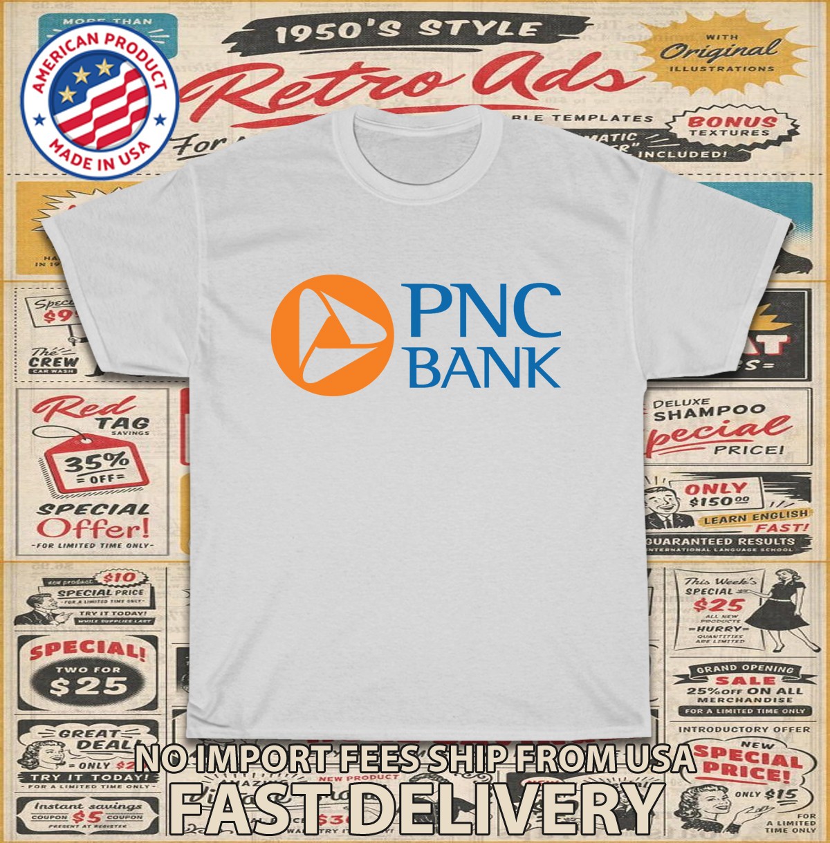 New Tee Shirt PNC Bank PNC Financial Service Logo Men’s T-Shirt American T-Shirt