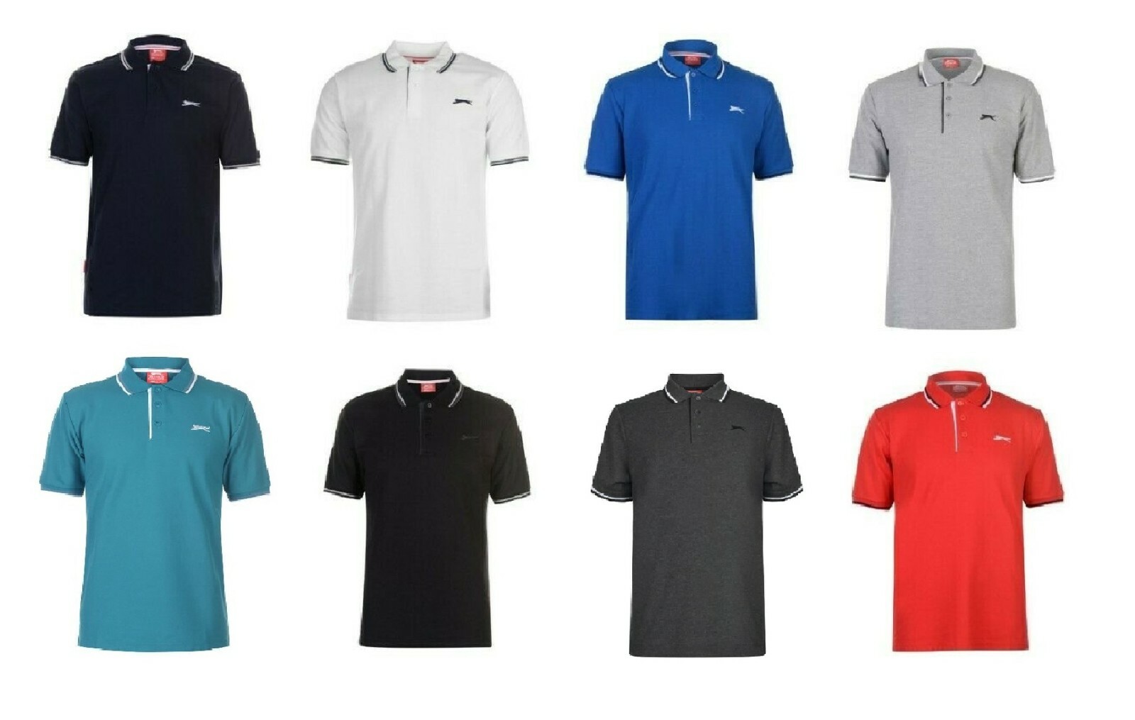 SLAZENGER TIPPED PIQUE POLO SHIRT T SHIRT GOLF TENNIS S M L XL XXL 2XL 3XL 4XL