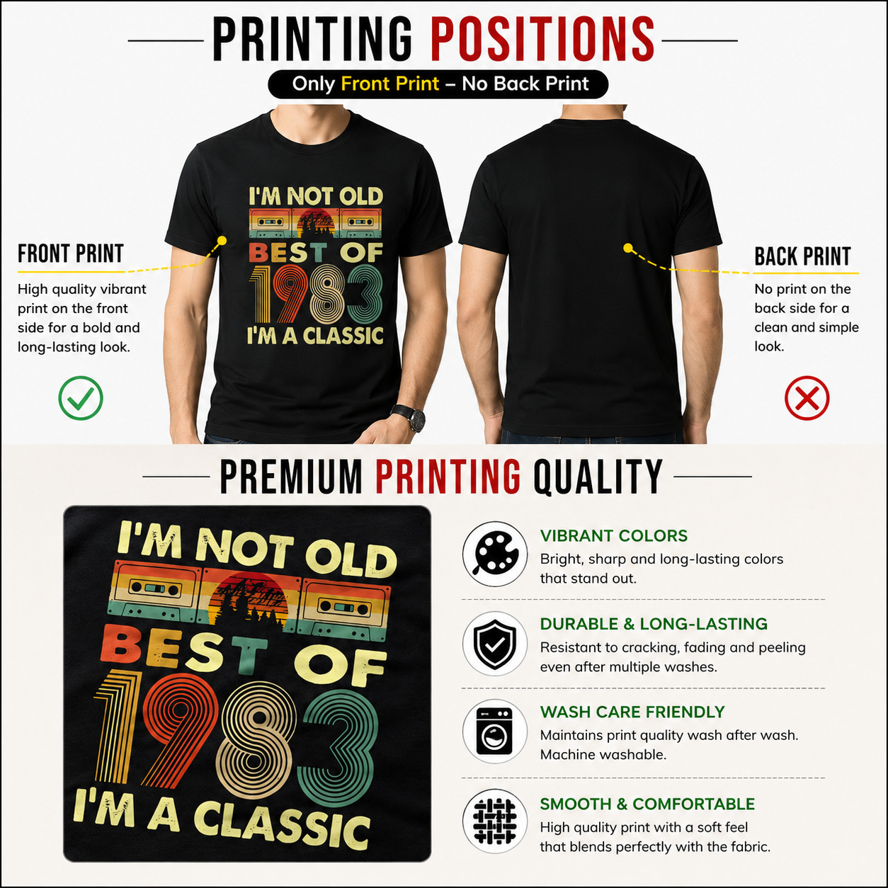 1983 Classic Vintage Retro Tape Graphic T-Shirt Funny Birthday Gift Unisex Tee