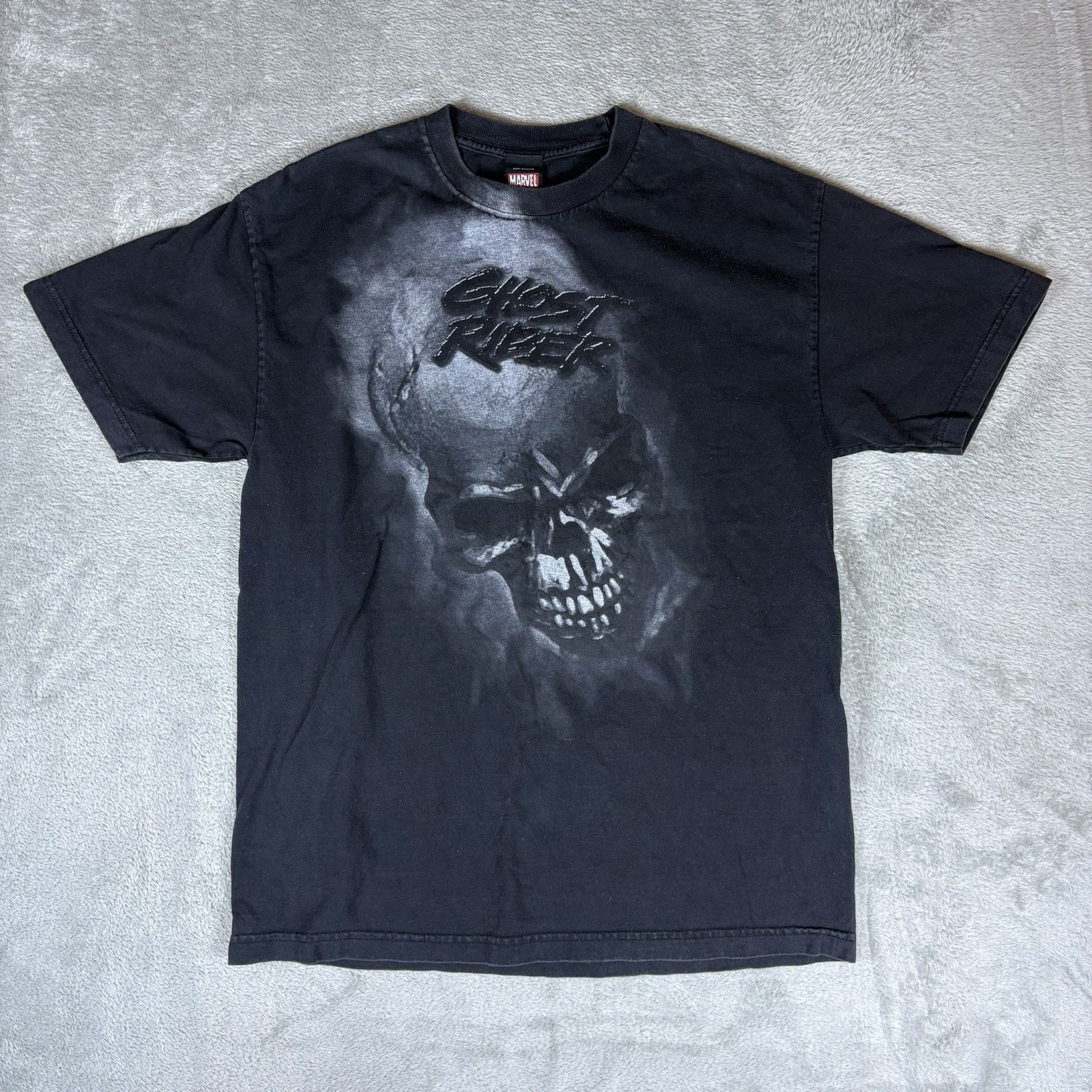 VINTAGE Marvel Mad Engine Men T-Shirt Large Black Ghost Rider Skull Graphic Tee