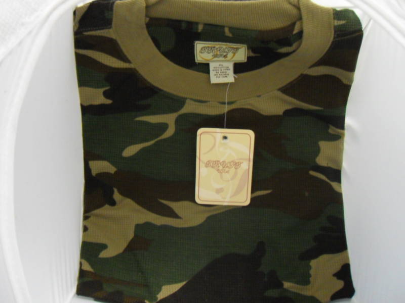 Camouflage Camo SS T-Shirt Waffle Knit Big Mens TEE 4X WOODLAND Brand New n Pack