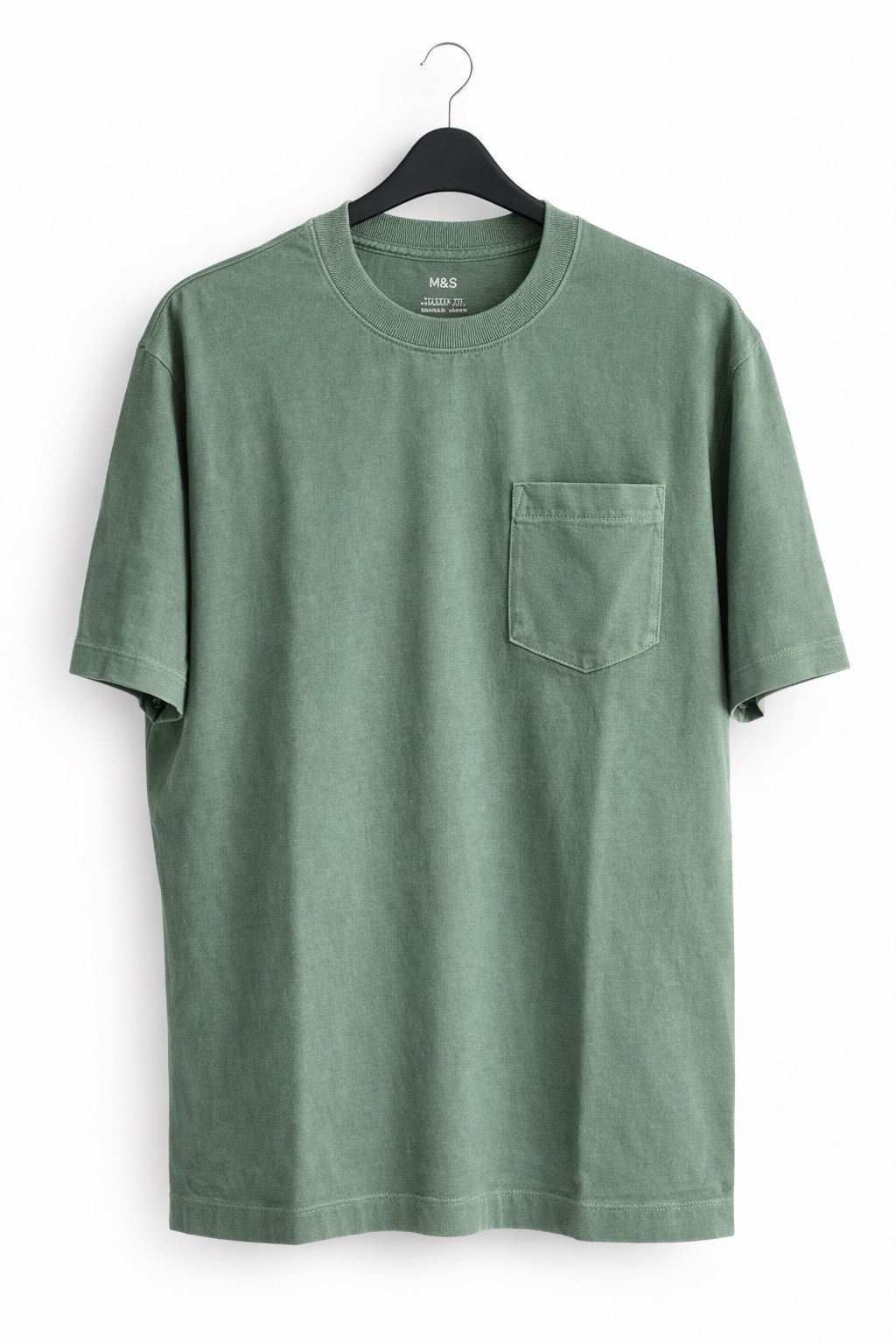 EX M*S Mens Green Short Sleeve Relaxed Fit Cotton Garment Dyed Top XS S L XL 2XL