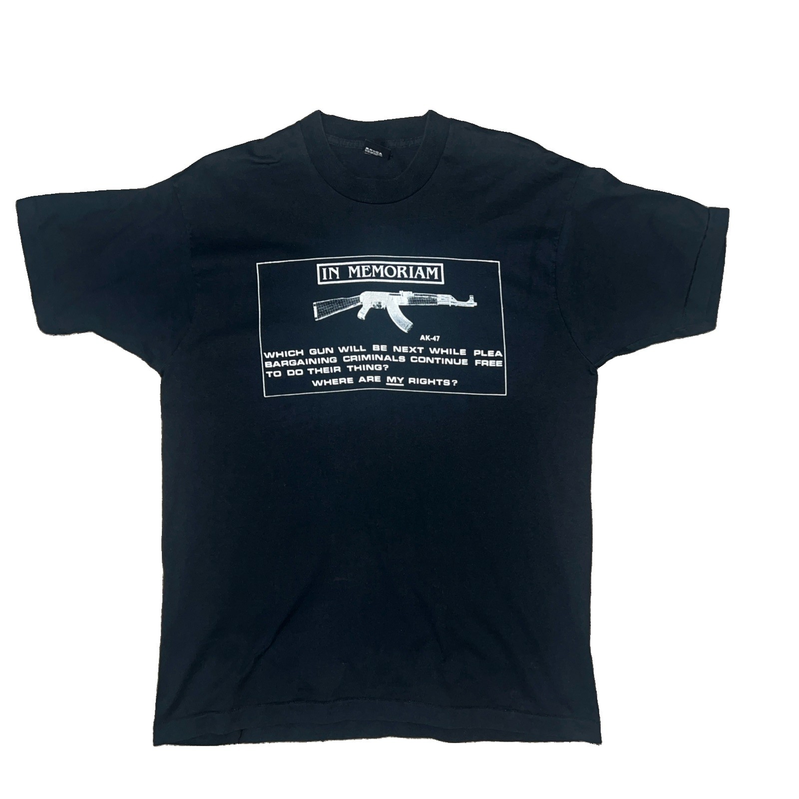 Vintage AK-47 In Memoriam Shirt Rare Gun 80s 90s Graphic XL
