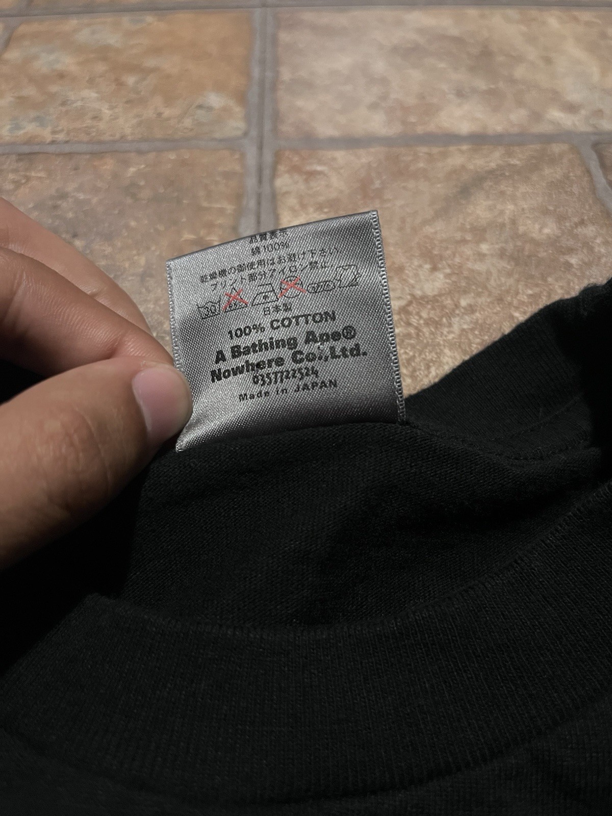 A Bathing Ape BAPE x KAWS Black Logo Graphic Cotton Knit T-Shirt Crew Neck XTRA