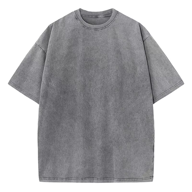 Oversized washed Heavyweight 100% Cotton T-Shirt Vintage Wash Blank Tee S-XXL