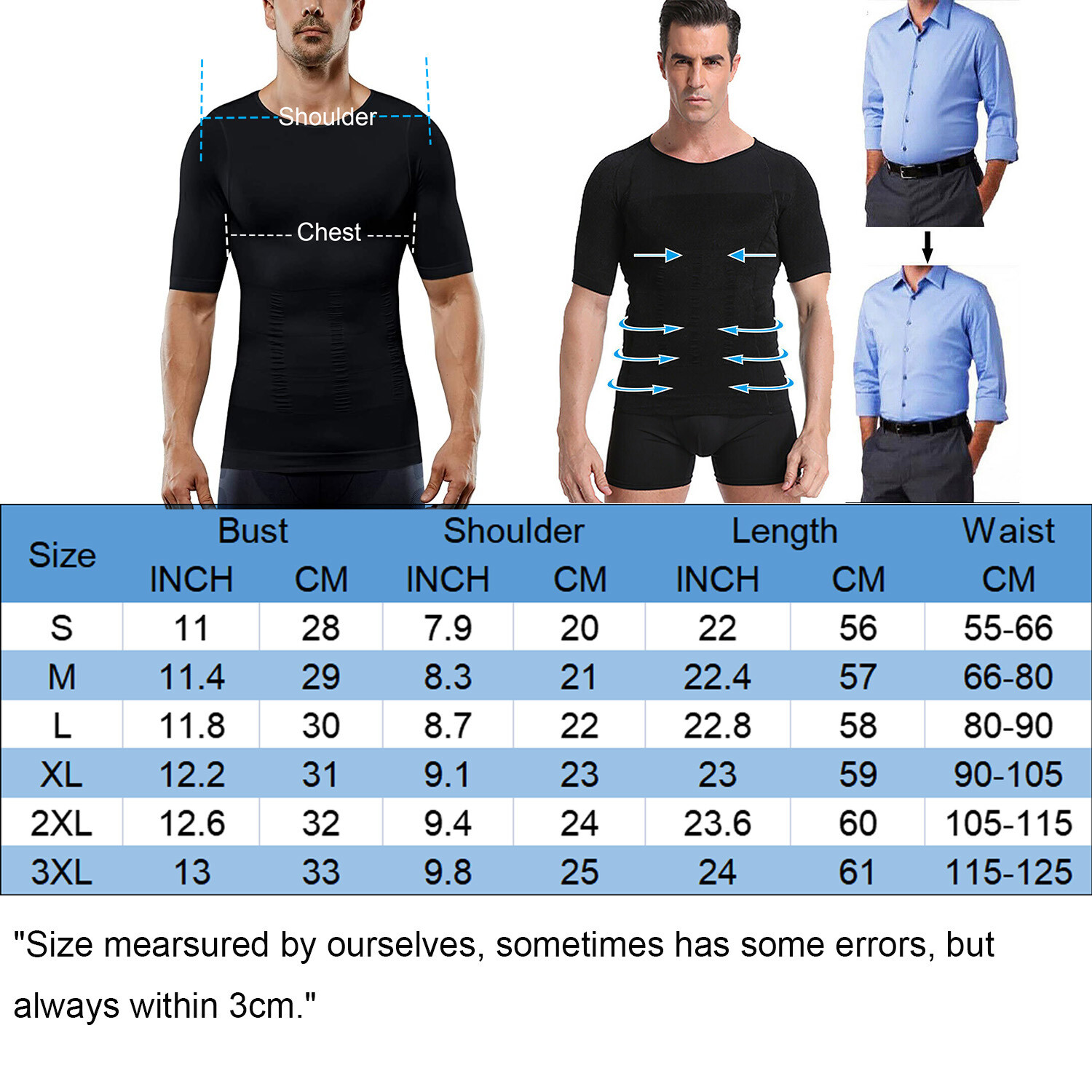 CGTFY Gynecomastia Compress Tank Top Men’s Slim Abs Body Shaper Athletic Vest US
