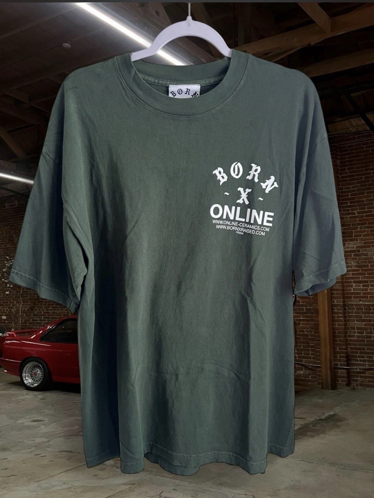 Born x Raised x Online Ceramics Tee Size Large Forest Green